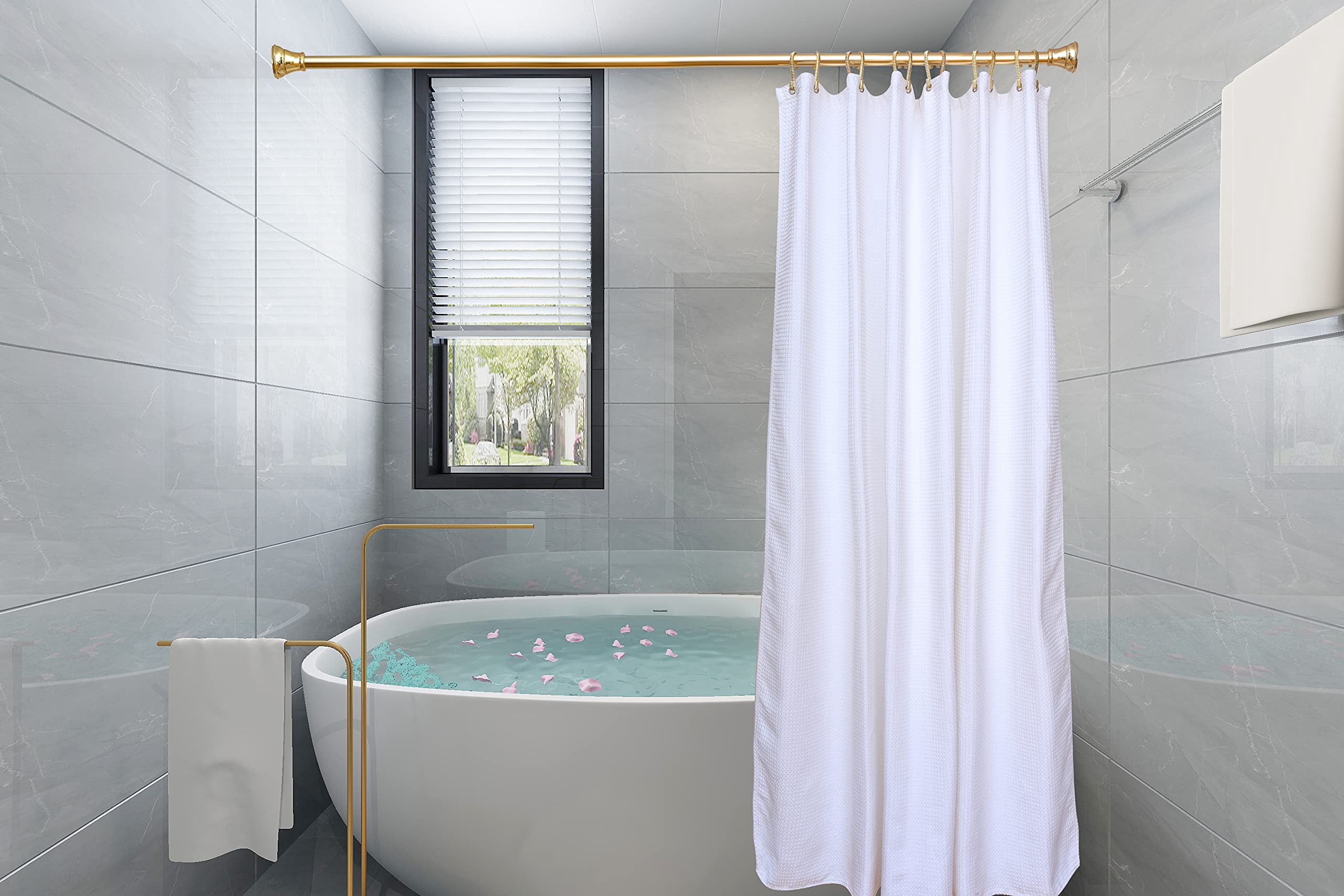 Utopia Alley Shower Rings, Shower Curtain Rings for Bathroom, Rustproof Zinc Shower Curtain Hooks Rings, S Shaped Hooks for Shower Curtains, Set of 12, Gold