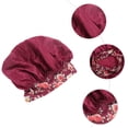 thumbnail image 3 of Unique Bargains 1 Pc Women Flowered Shower Cap for Bathroom Hotel Black Satin, Milk Silk, 3 of 5