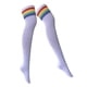 thumbnail image 3 of Calcetines hasta la rodilla con rayas brillantes, calentadores de piernas, medias de punto hasta el muslo, calcetines de cosplay Blanco con rayas de colores, 3 of 8
