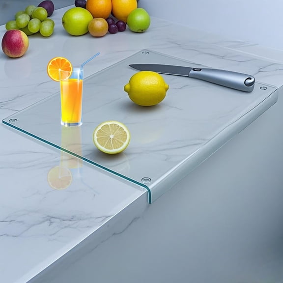 LANGBOHOS Clear Tempered Glass Cutting Board for kitchen Counter with Lip,Scratch-Resistant,Non-Slip,Glass Countertop Cutting Board,Kitchen Counter Protector Mat