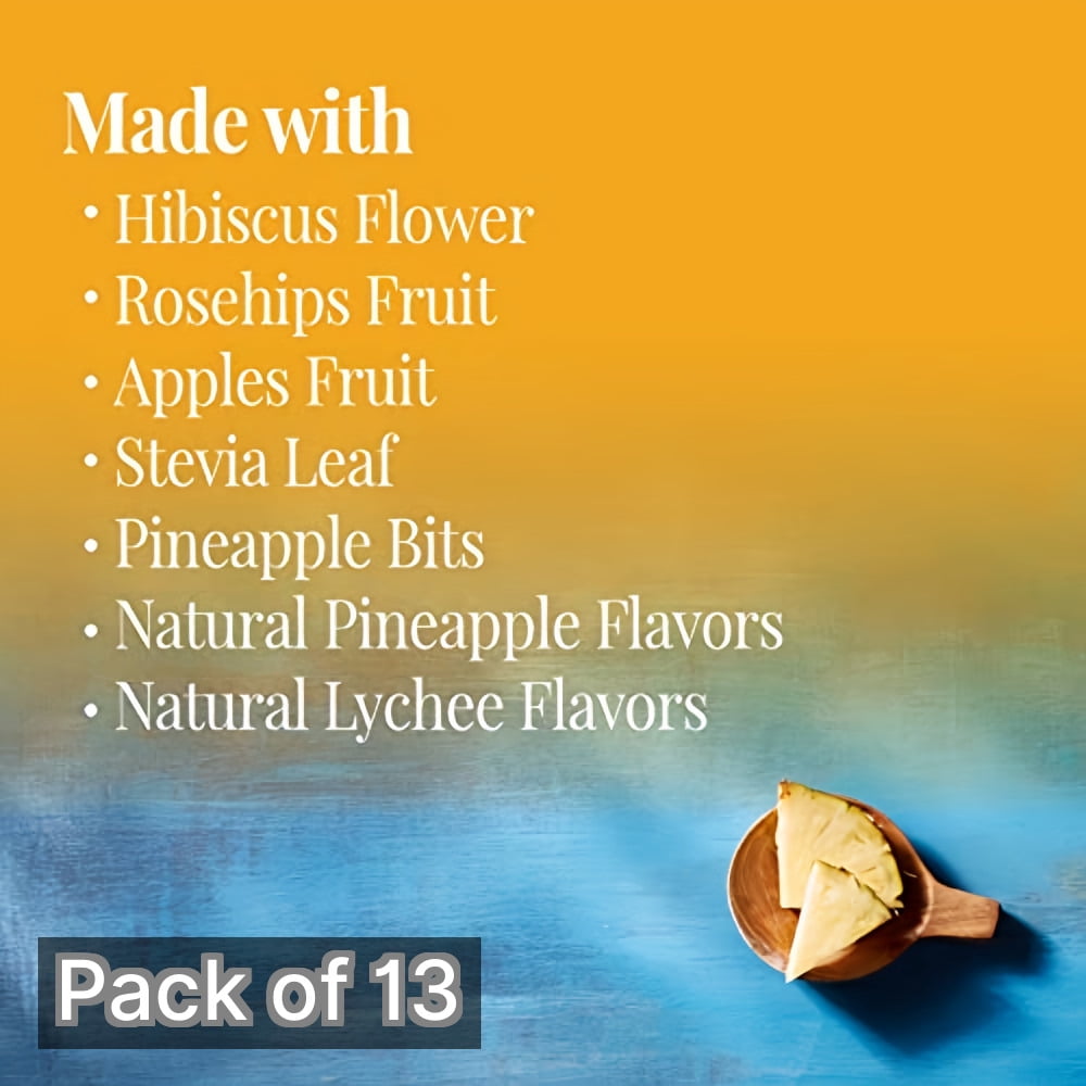 The Republic of Tea Hibiscus Superflower Tea Pineapple Lychee 2.03 oz (Pack of 13)