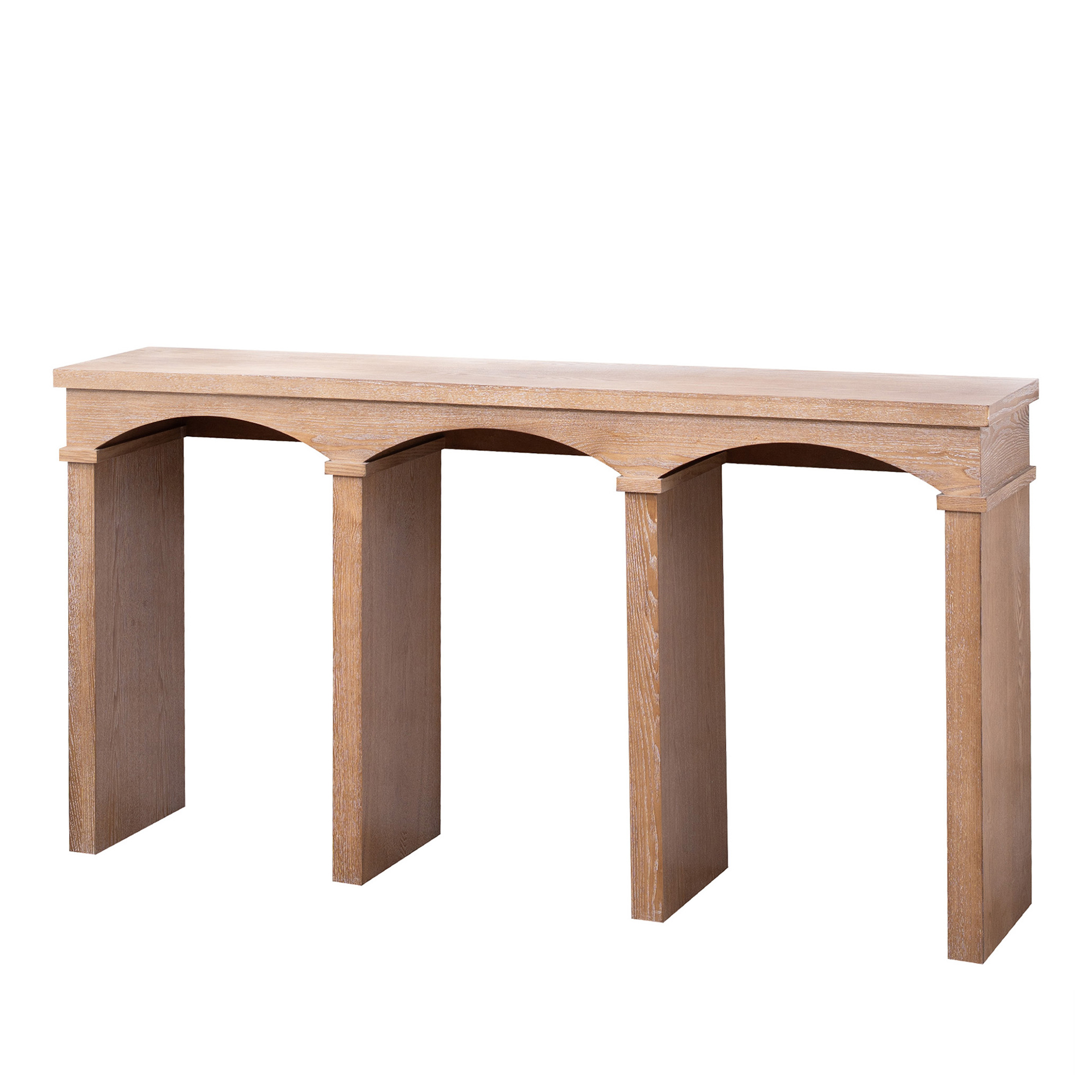 MDQMD 60'' Natural Wood Console Table with Arched Design,Rustic Mid Century Modern Entryway Table for Living Room,Foyer