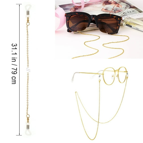 Yuangui Stainless Steel Sunglass Chain for Men 79cm Golden