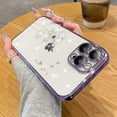 thumbnail image 2 of Compatible with iPhone Case,Glitter Bling Sparkly Crystal Rhinestone Diamond Dandelion Flower Floral Electro Plated Edge Clear Soft Shockproof Cover Phone Case (Purple,iPhone Xr), 2 of 8