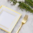 thumbnail image 5 of 120 Pieces Gold Square Plastic Plates with Forks, Gold Dessert Plates for 60 Guests, Heavy Duty Disposable Plates for Party, Including 60 6.5" Plastic Plates and 60 7.4" Forks, 5 of 6