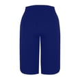 thumbnail image 7 of Hueook Capris Pants for Women Pants Casual Women Solid Color Elastic Waist Sports Casual Capris Pants with Side Pockets Dark Blue M, 7 of 7