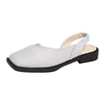 thumbnail image 5 of Rokment Metallic Glitter Closed Toe Mules Slingback Dressy Sandals for Women Stylish Casual Square-Toe Chunky Low Heels Slip on Walking Loafers Summer Fall Flat Dress Shoes Silver Size 9, 5 of 7