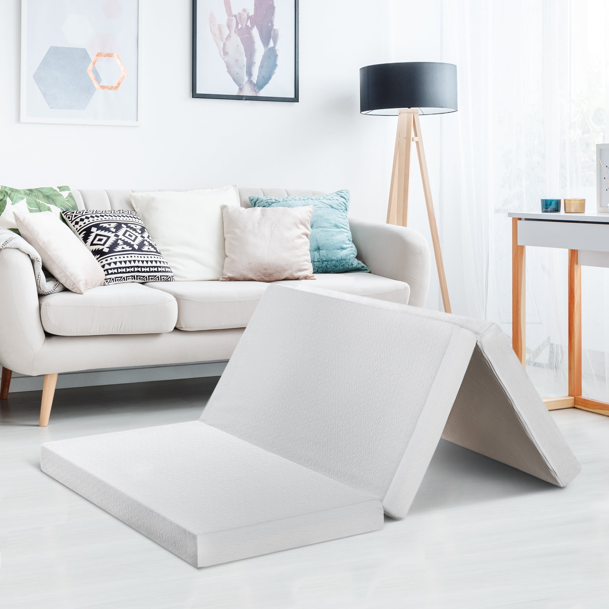 Details about   4” Comfortable Portable Folding Cleanable Foam Mattress Tri-fold Sofa Bed Mat 
