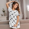 thumbnail image 3 of Yiaed Black Rabbit Print Women's Loose-Fit Short Sleeve Nightgown, Soft and Comfortable Sleep Dress for Relaxation and Sleepwear, 3 of 6