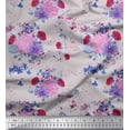 thumbnail image 1 of Soimoi Viscose Chiffon Fabric Leaves,Aster & Begonia Floral Printed Fabric 1 Yard 42 Inch Wide, 1 of 1