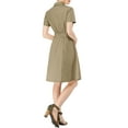 thumbnail image 4 of INSPIRE CHIC Women's Fit and Flare Collar Pocket Elastic Waist Mini Dress XL Dark Khaki, 4 of 8
