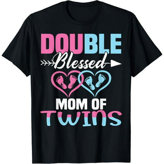 Funny New Mom Of Twins Gift For Women Mother Announcement T-Shirt