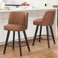 thumbnail image 3 of Dycanpo 26" Counter Height Bar Stools with Back Set of 2, Swivel Leather Barstool Upholstery for Kitchen, Brown, 3 of 9