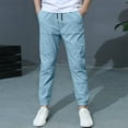 thumbnail image 2 of HIPYLO Petite Wide Leg Pants Boys Pants Size 8 Lounge Pants Kids Uniform Pants Black Baby Clothes Preppy Teen Clothes Boys 6t Clothes, Light Blue 3-4 Years, 2 of 8