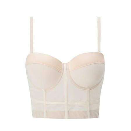 FUNUONY Big Sale!! Push Up Bras for Women 2025 Trendy Women s Mesh Fishbone Underwear with Bottom Tank Top for Slim Underlay Bra Beige Xl