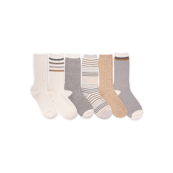 MUK LUKS Women's Fluffy Dream Crew Boot Socks, 6-Pack, OSFM