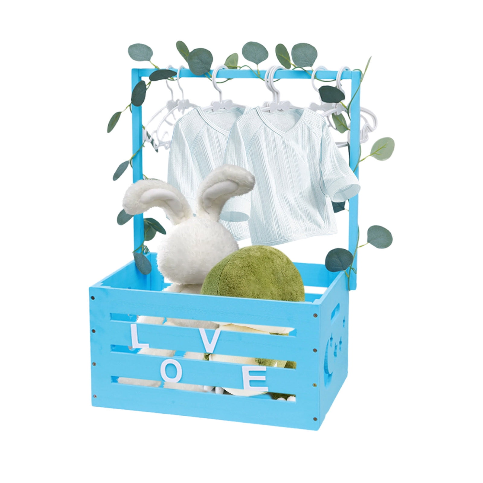Wooden Baby Basket with Handle, Large Capacity Practical Wooden Box for Baby Shower Gifts, Kids Toy Storage and Laundry Organizer for Nursery and Home