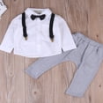 thumbnail image 3 of Little Gentleman Newborn Baby Boy Clothes White T-shirt Tops + Overalls Suspender Trouser 2PCS Outfit Spring Autumn Suit, 3 of 6