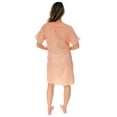 thumbnail image 4 of Women's Short Sleeve Woven Snap-Front Closure Housecoat Duster Lounge Stripe Nightgown Robe, 3X-Large Peach, 4 of 5