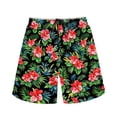thumbnail image 3 of Binienty Men's Board Shorts Swim Trunks With Tropical Hibiscus Pattern - Quick Dry for Summer Beach and Water Activities, 3 of 10