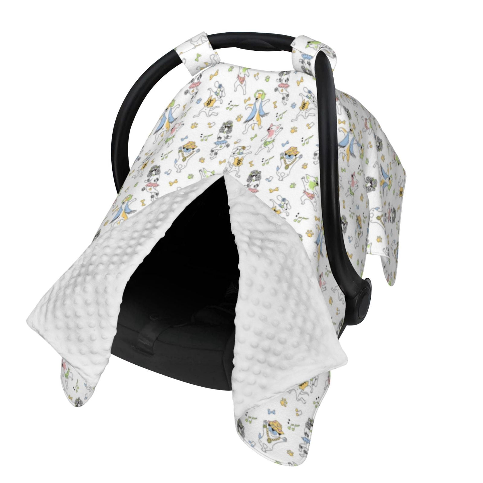 Naloa Dancing Dogs Baby Car Seat Cover, Breathable Baby Carrier Cover, Multiuse Baby Carrier Cover & Nursing Breastfeeding Cover