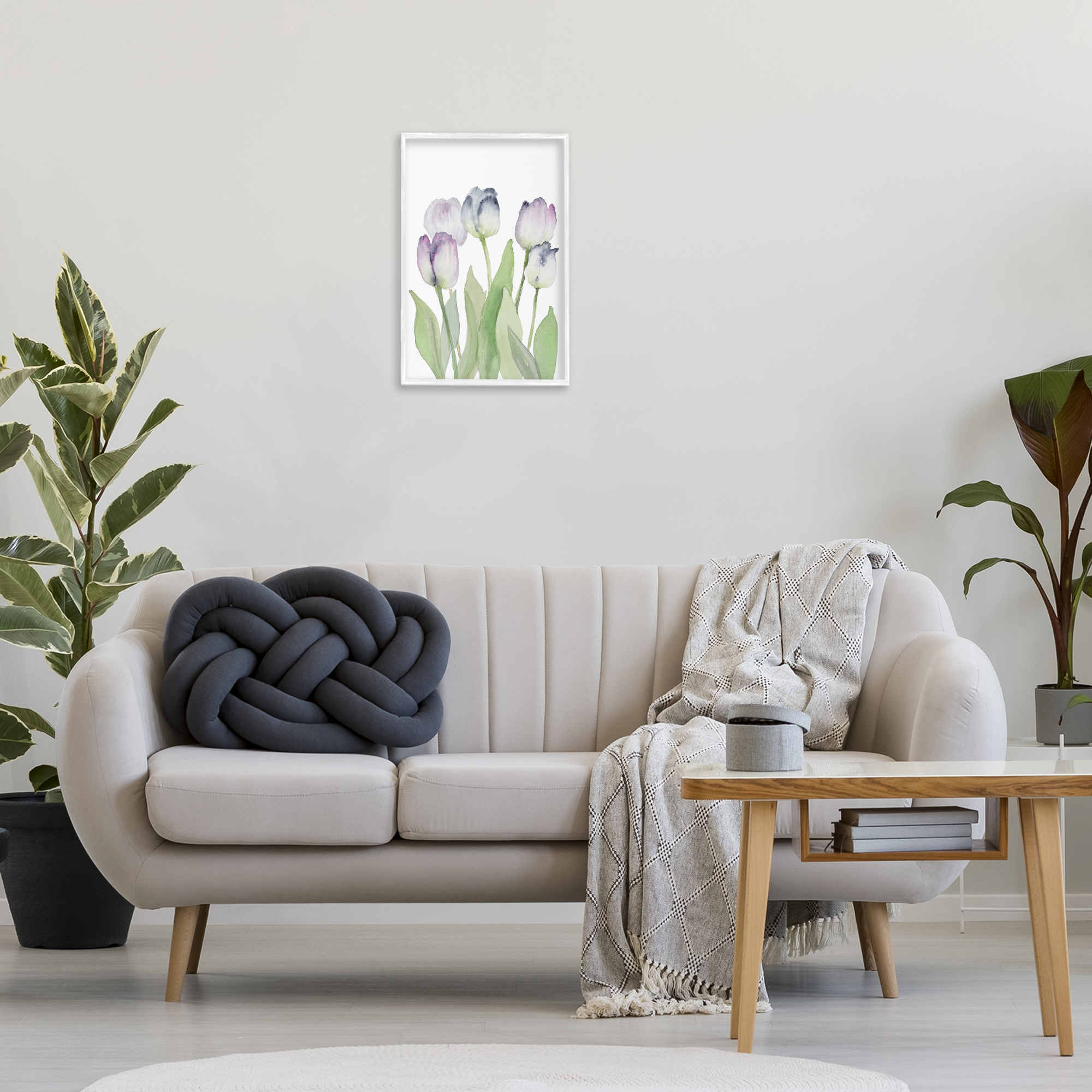 Stupell Industries Soft Garden Tulips Botanical & Floral Painting White Framed Art Print Wall Art, 16 x 24