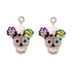 thumbnail image 1 of Halloween Skull Earrings with Zirconia and Glitter Flower Accent Fashion Trendy Studs Adornment for Costume Parties, 1 of 5