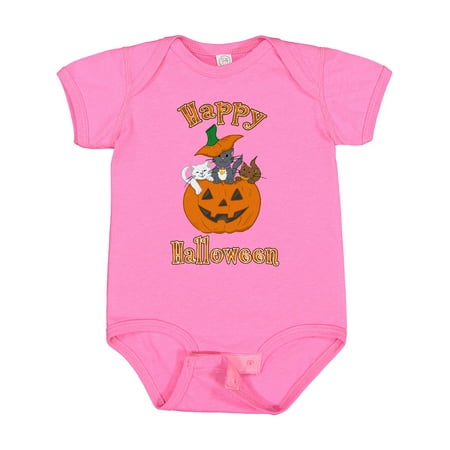 

Inktastic Happy Halloween Kittens in Pumpkin Boys or Girls Baby Bodysuit