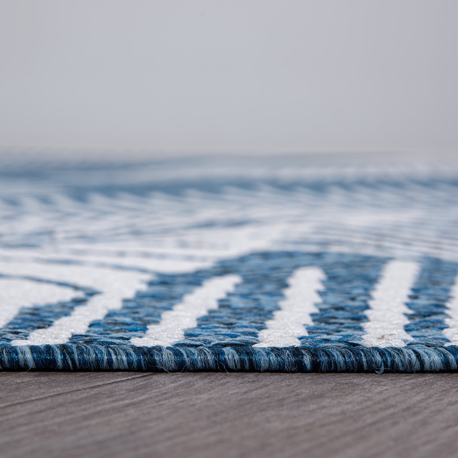 World Rug Gallery Distressed Palm Leaves Textured Flat Weave Indoor/Outdoor Area Rug - NAVY 5' X 7'
