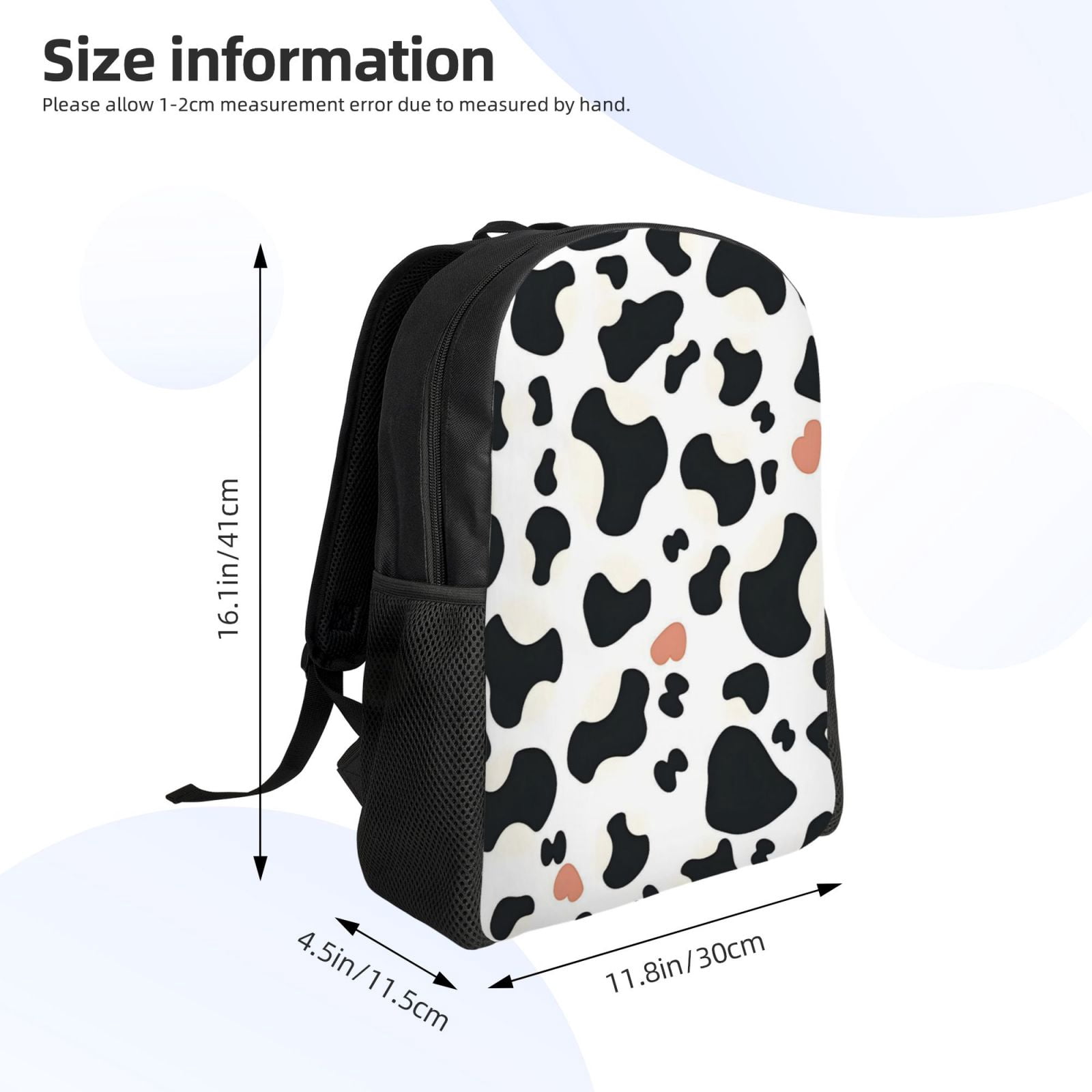 Single Side Full Backpack 16.1×11.8×4.5in Large Capacity Breathable Shoulder Belt Leisure Simple And Strong Bearing Capacity Simple Cow Print Pattern1_3
