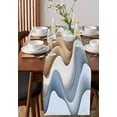 thumbnail image 2 of Hokiten Table Runners 72 Inches Long Dress Scarves, Beige Blue Ombre Farmhouse Kitchen/Dining Table Runner, Coffee Tablerunners, Moire Abstract Artwork 13x72 Inch, 2 of 7