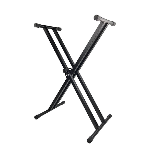 Keyboard X-Style Piano Keyboard Stand Adjustable and Portable Heavy Duty Music Stand with Anchoring Strap Black