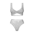 thumbnail image 4 of Rocae Silver Glitter for Bikini Set for Women Two Piece Sexy High Swimsuits Split Crossover Bikini XX-Large, 4 of 9
