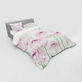thumbnail image 3 of Ambesonne Floral Bedding Set 3 Pcs, Tender Peony Flowers, Twin, Pale Pink and Green, 3 of 3