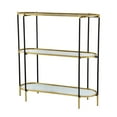 thumbnail image 3 of 48.5x16.5x50" 3-Tier Metal Console Table, Black Gold Mirrored Shelf, 3 of 5