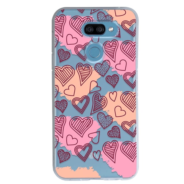 Funda Para LG K40s Corazones Manchas, Uso Rudo, InstaCase Protector para LG K40s Antigolpes, Case Corazones Manchas