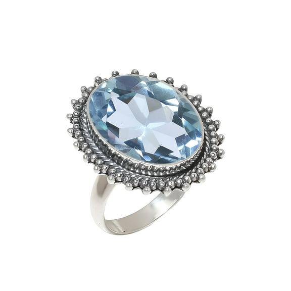 Aquamarine 925 Sterling Silver Ring, 18X13 mm Oval Gemstone Ring, Aqua Blue Ring, Christmas Gift, Unique Jewelry Ring, Adjustable Ring V6550R21778310