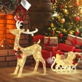 thumbnail image 3 of Patiojoy Lighted Christmas Reindeer & Sleigh Pre-lit Holiday Outdoor Decoration w/100 Warm Lights 8 Ground Stakes 30 Cable Ties Light-up Santa Sleigh & Reindeer, 3 of 10