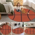 thumbnail image 6 of Orange Round Living Room Rugs 3.3 ft, Black Line Abstract Ball Modern Sport Style Simple Washable Area Rug with Non-Slip Sturdy Edge Binding Round Front Door Mat Floor Carpet for Entryway, 6 of 9