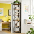 thumbnail image 2 of Industrial 6-Tier Heavy-Duty Steel Bookcase, Tall Narrow Vertical Storage Shelf with Adjustable Shelves, Freestanding Space-Saving Bookshelf for Home Office Bedroom, Modern Industrial Style, 2 of 9