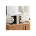 thumbnail image 3 of Modern Glass Globe Bookends with Wood Base - Decorative Book Accessories and Home Library Shelf Decor - Sculptural Book Ends  for Stylish Bookshelf, Office Accent, or Desk Decor - Set of 2, 9", Black, 3 of 12