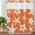 thumbnail image 3 of Orange Starfish Coastal No Hook Shower Curtain with Snap in Liner, Waterproof Fabric Shower Curtains, Nautical Summer Ocean Abstract Art Shower Curtain Set Top See Through for Bathroom 72"x72", 3 of 8