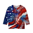 thumbnail image 5 of MKOSPLRT Toddler Kids 4th of July Shirts 3-12 Years Crew Neck American Flag Shirts 3/4 Sleeve USA Star Stripes Fourth July Tee Shirts, 5 of 5