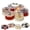 Red and White, variant on Rotating Divided Serving Tray with Lid, Portable Snack Organizer with 6 Compartment for Kitchen, Party, Picnic, Stackable Snackle Box Container for Fruits, Candy.