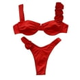thumbnail image 1 of Swiftwear Womens Tow-Piece Swimsuits with Ruched Floral Top and Low-Rise Bottoms for Enhanced Coverage Swimwear Red M, 1 of 2