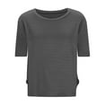 thumbnail image 4 of YanHoo Hollow Out Crop T-Shirts for Women Workout Athletic Gym Casual Short Sleeve Shirts Solid Color Loose Soft Crewneck Yoga Tops Gray,L, 4 of 7