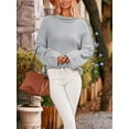 thumbnail image 2 of Arvbitana Women's Autumn Winter Sweater Long Sleeve Turtleneck Pullover Split Hem Shirts Loose Oversized Knitwear Casual Tops, 2 of 8