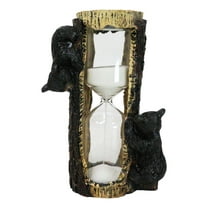 Rustic Adorable Forest Black Bear Cubs Climbing On Tree Sand Timer Figurine