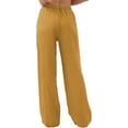 thumbnail image 2 of Amazhiyu Womens Pure Linen Summer Drawstring Flowy Wide Leg Pants with Pockets, 2 of 7