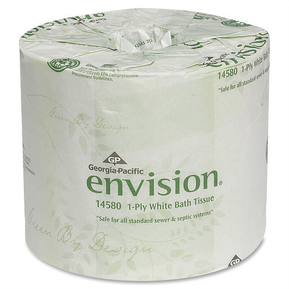 Envision Standard Roll Toilet Paper by GP Pro 1 Ply 4" x 4.05" 1210 Sheets Roll White Chlorine Free, Strong, Absorbent, Eco Friendly for Bathroom, Educational Facilities 1210 80 Carton.